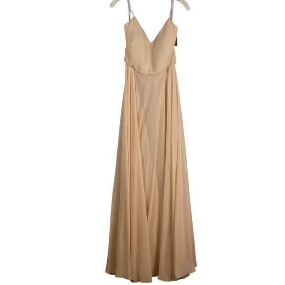 New Jenny Yoo Inesse Bridesmaid Dress Chiffon Soft Blush Romantic Womens Size 4 - Picture 3 of 11